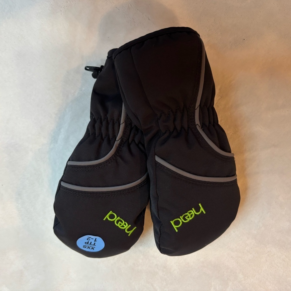 New Head Mittens Kids Gloves Black Snow Ski Size XXS 1-2T